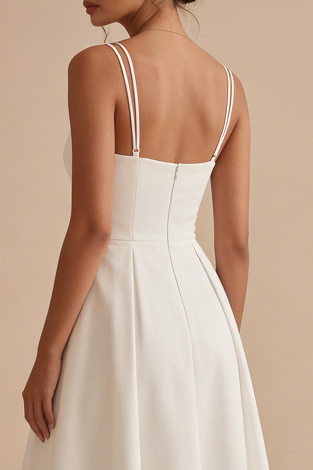 Simple V-Neck White Maxi A Line Wedding Reception Dress for Bride