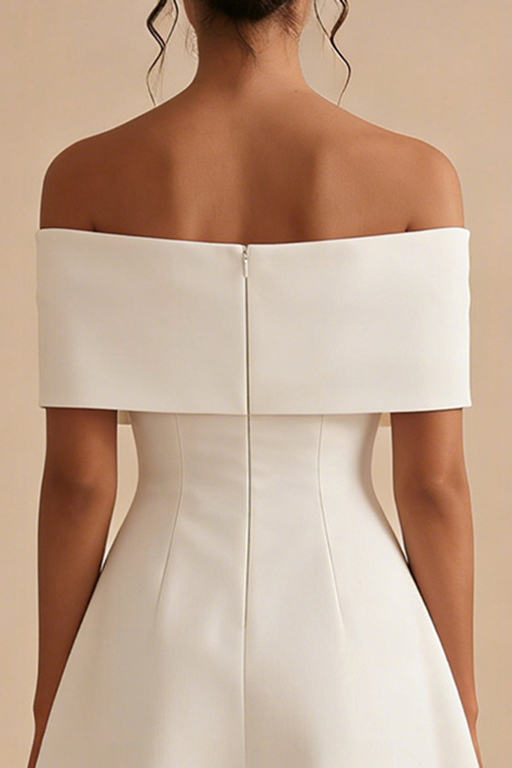 White A Line Off the Shoulder Short Bridal Shower Dress with Bow