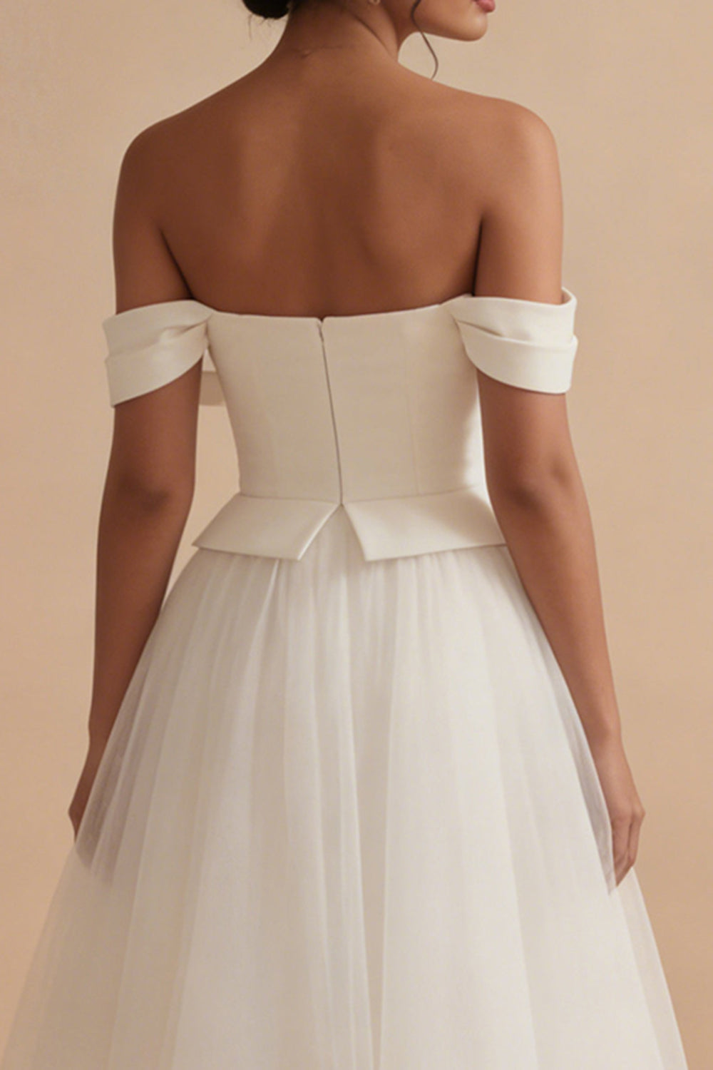 White Off the Shoulder A Line Maxi Reception Dress for Bride