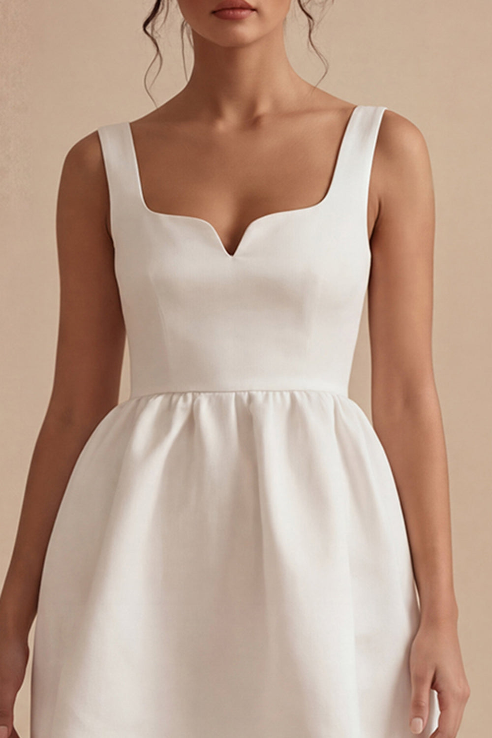 White Thick Straps A Line Short Bridal Shower Dress