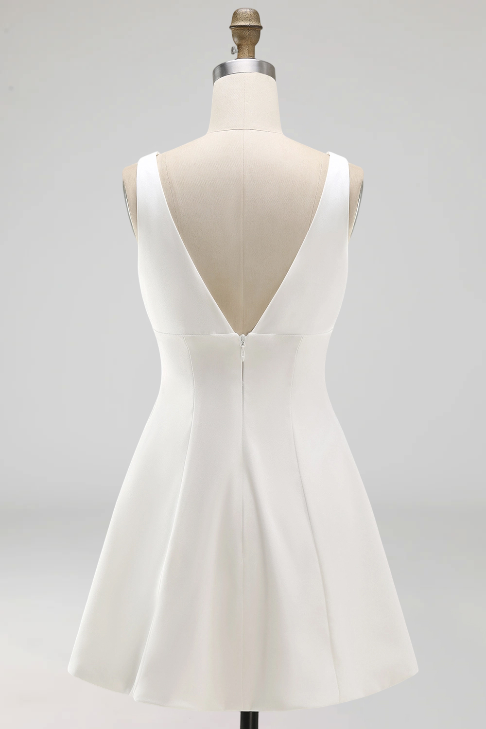 White Short A Line V-Neck Bridal Shower Dress