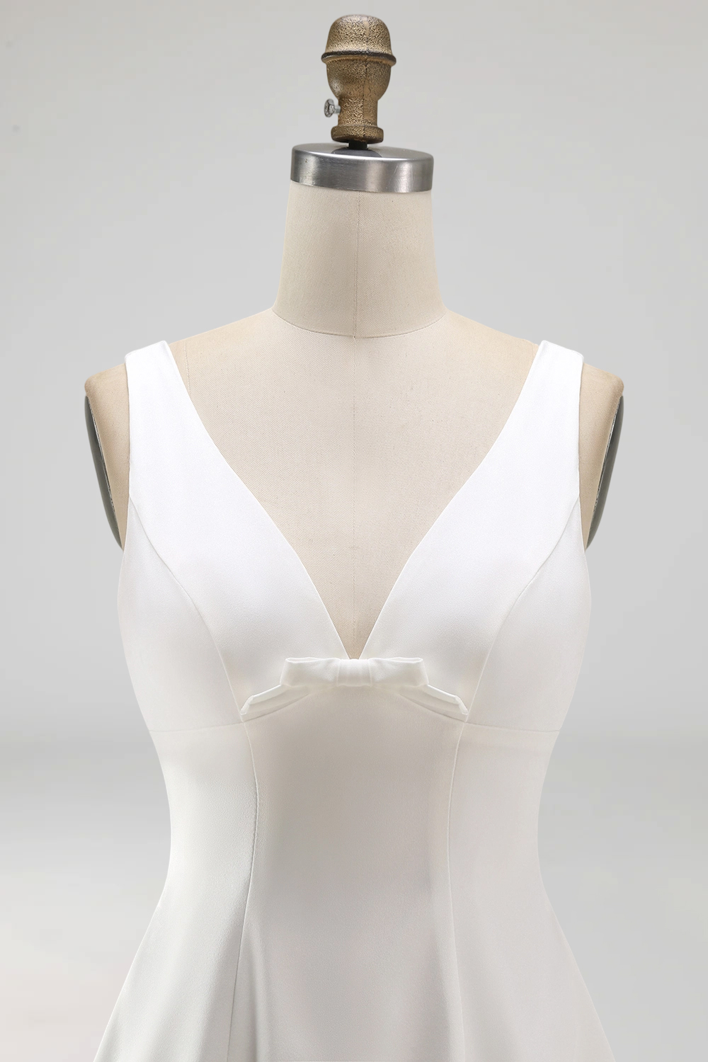 White Short A Line V-Neck Bridal Shower Dress