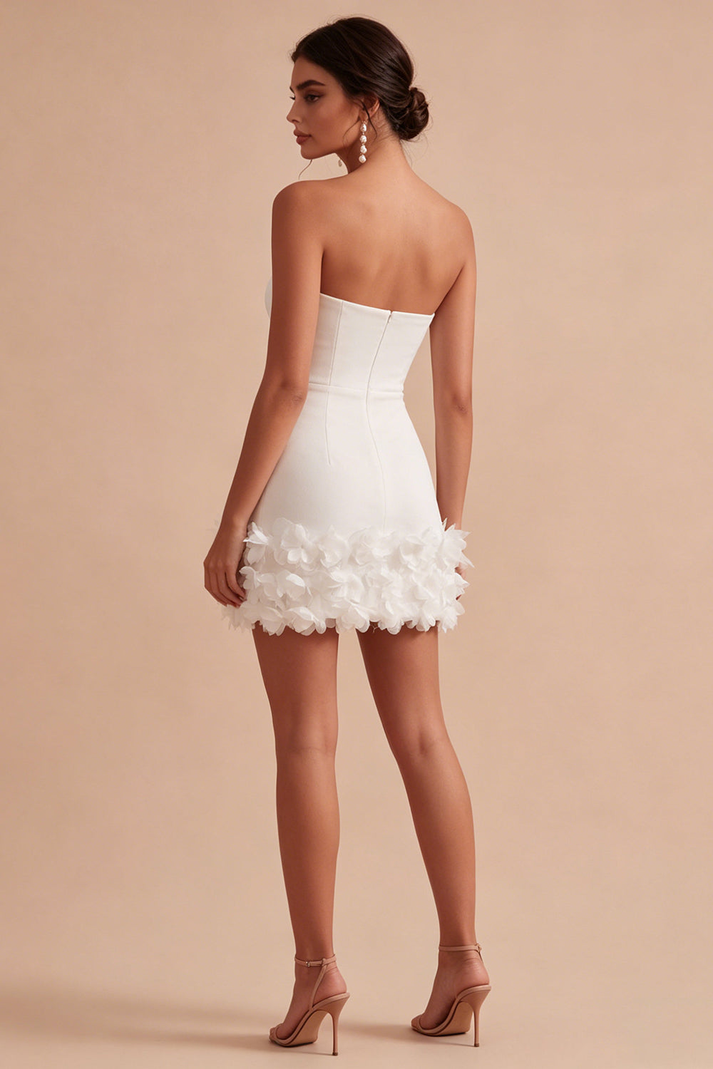 White Floral Simple Sweetheart Tight Short Bridal Shower Dress