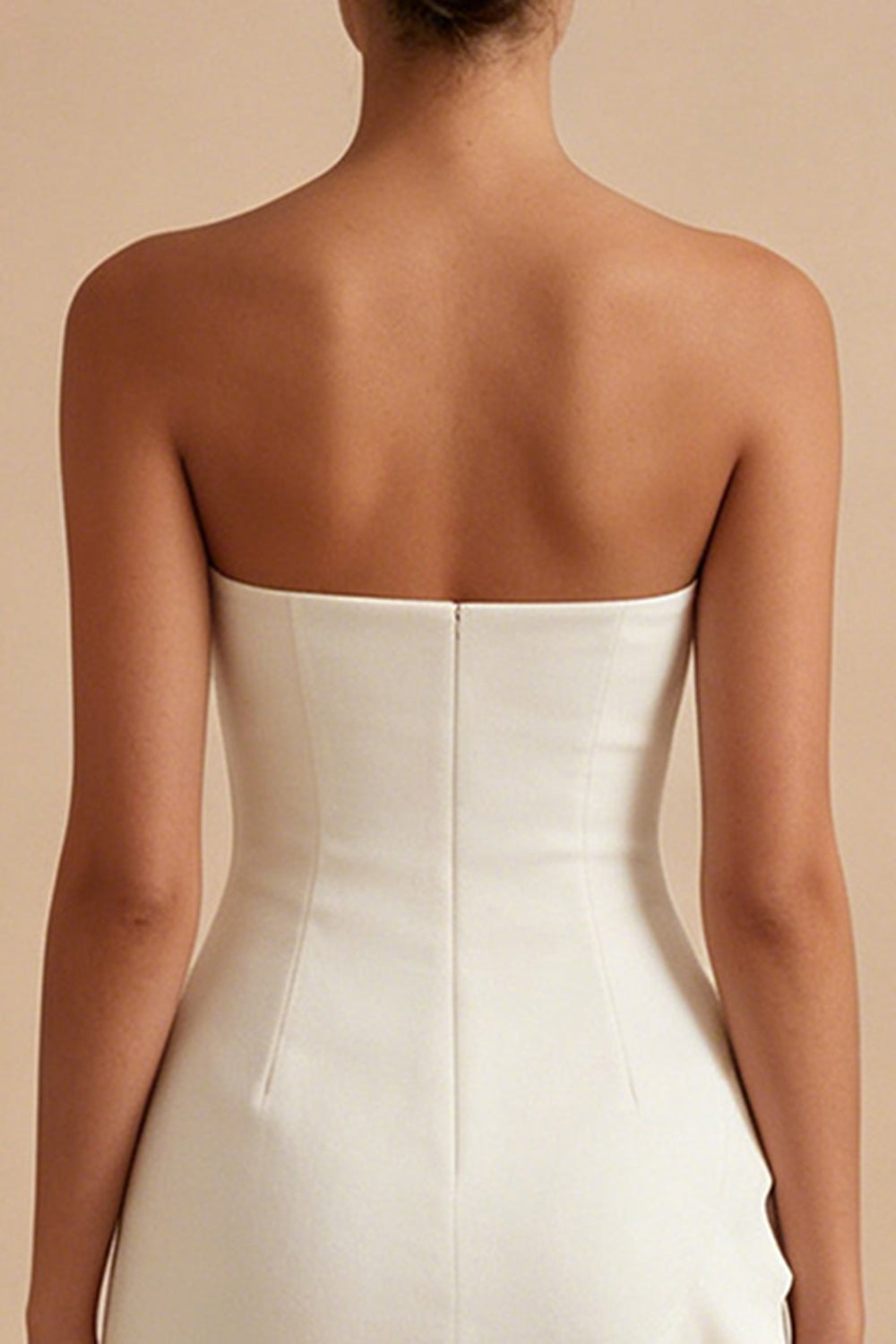 White Strapless Tight Short Bridal Shower Dress with Ruffles