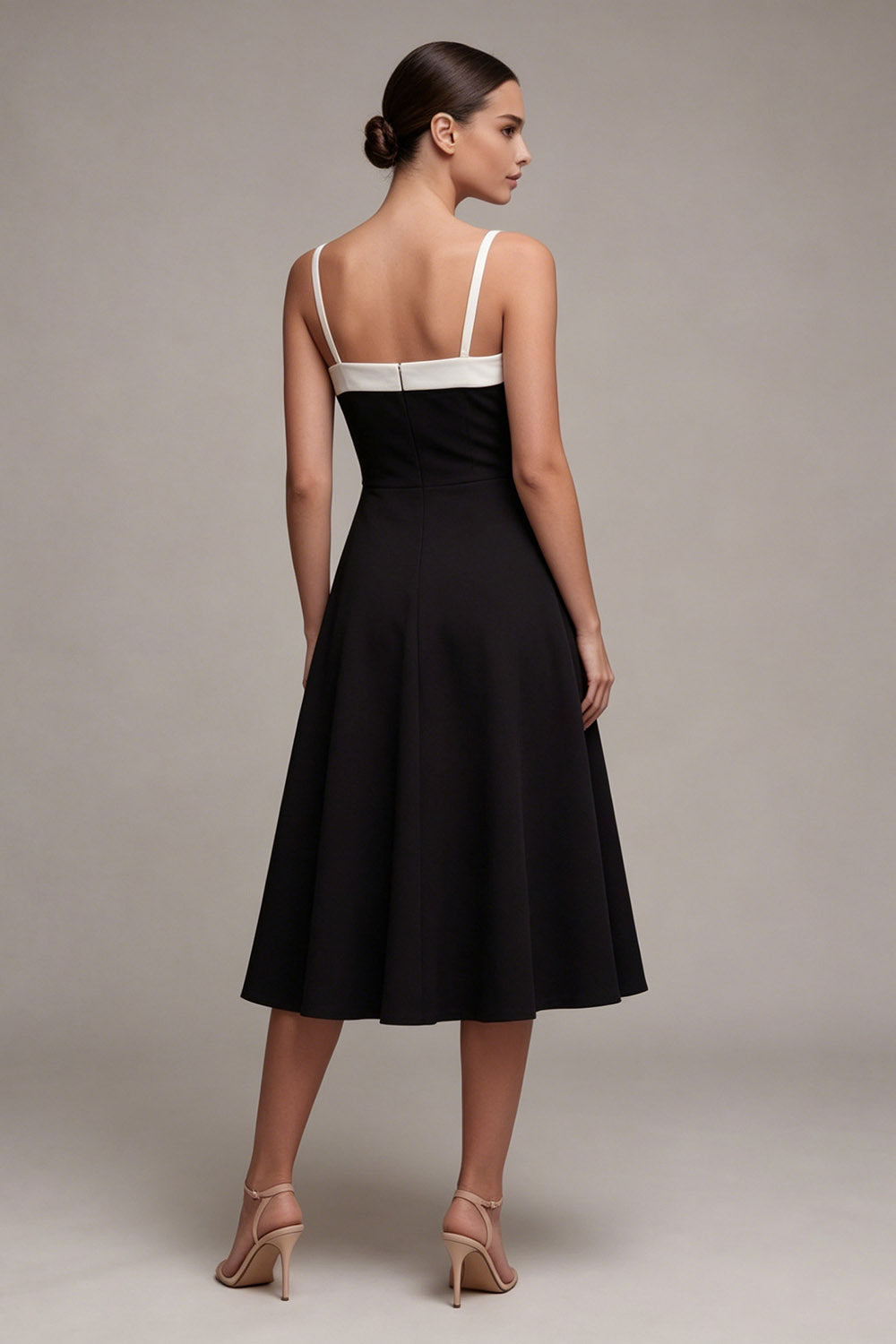 Black Square Neck A Line Little Black Dress