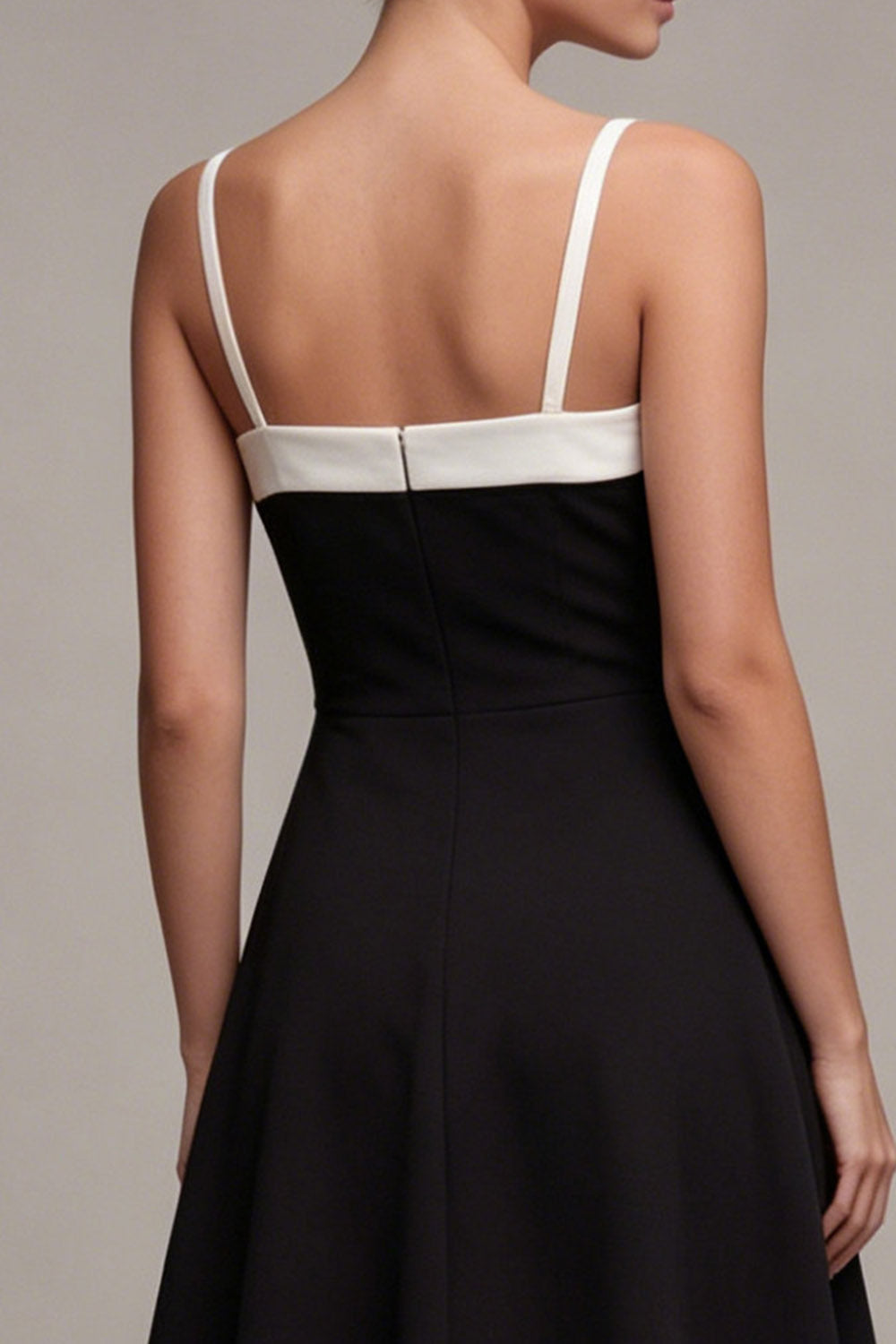Black Square Neck A Line Little Black Dress