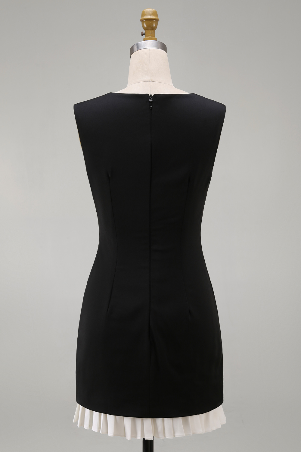 Simple Black V Neck Tight Cocktail Dress with Pleats