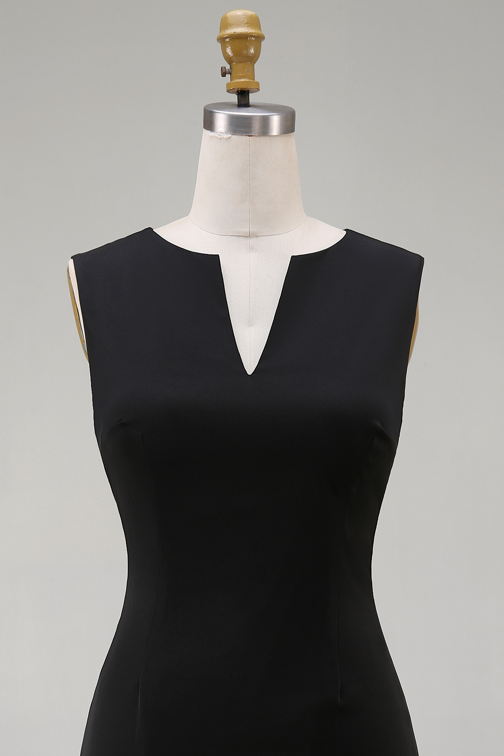 Simple Black V Neck Tight Cocktail Dress with Pleats