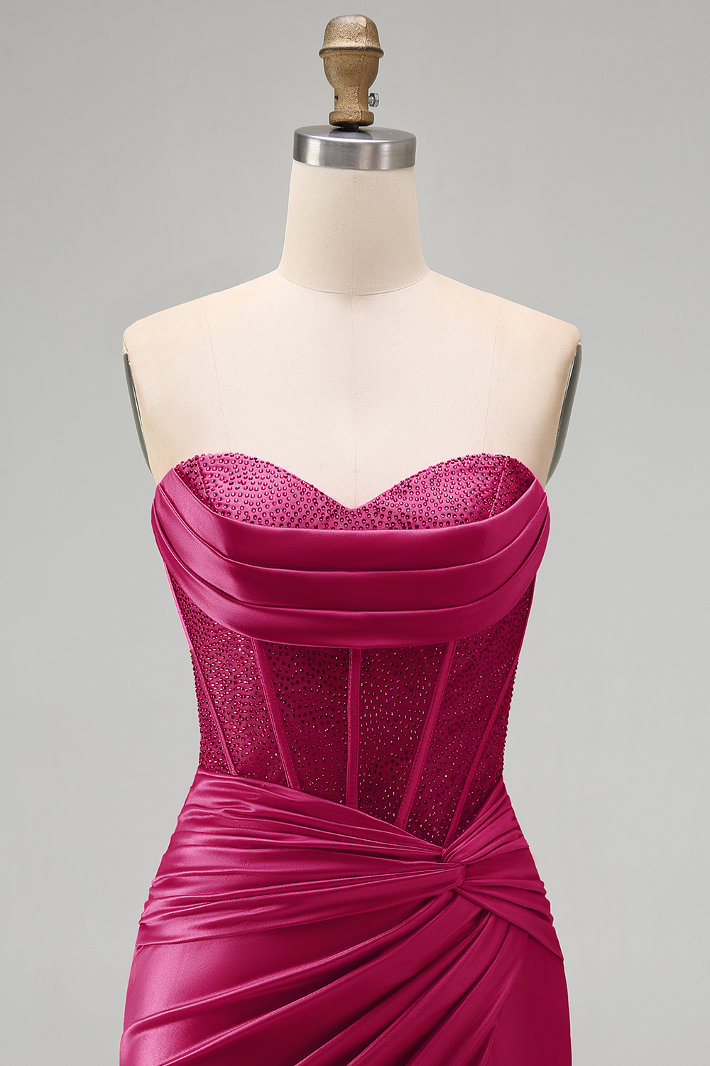 Burgundy Strapless Corset Tight Short Homecoming Dress with Beading