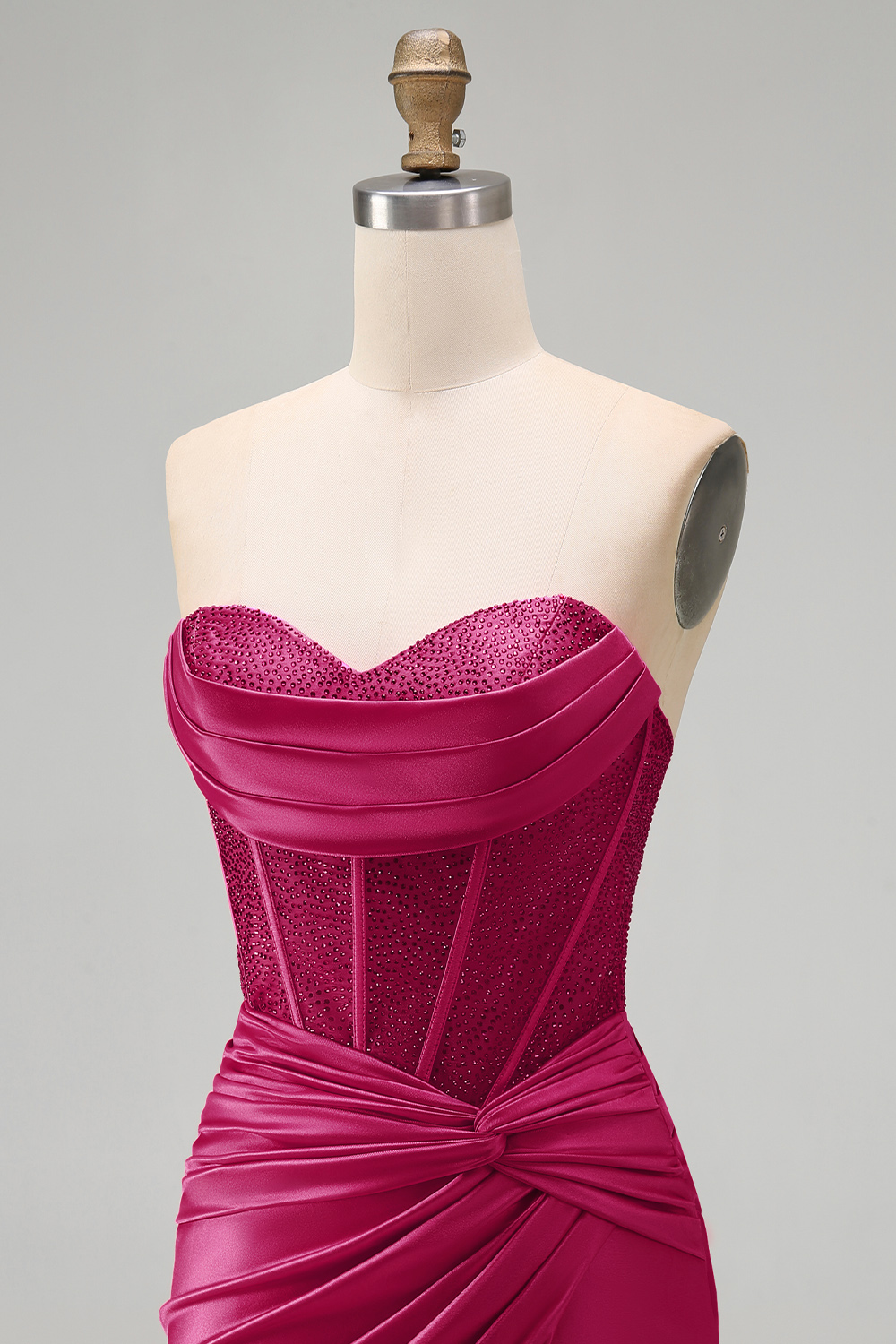 Burgundy Strapless Corset Tight Short Homecoming Dress with Beading