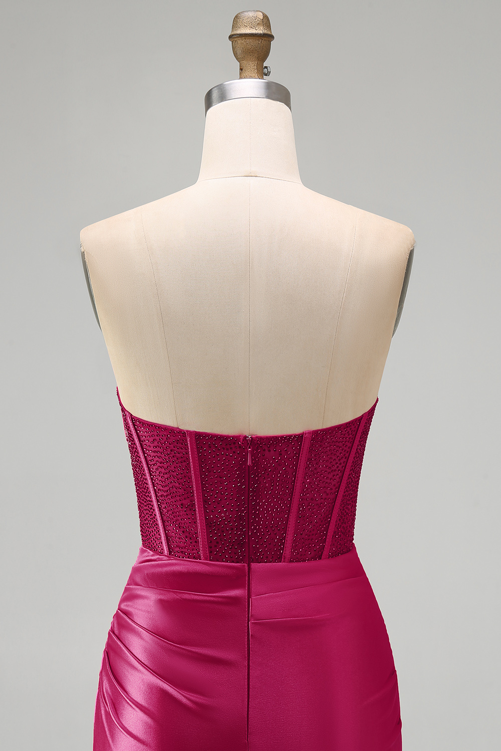 Burgundy Strapless Corset Tight Short Homecoming Dress with Beading