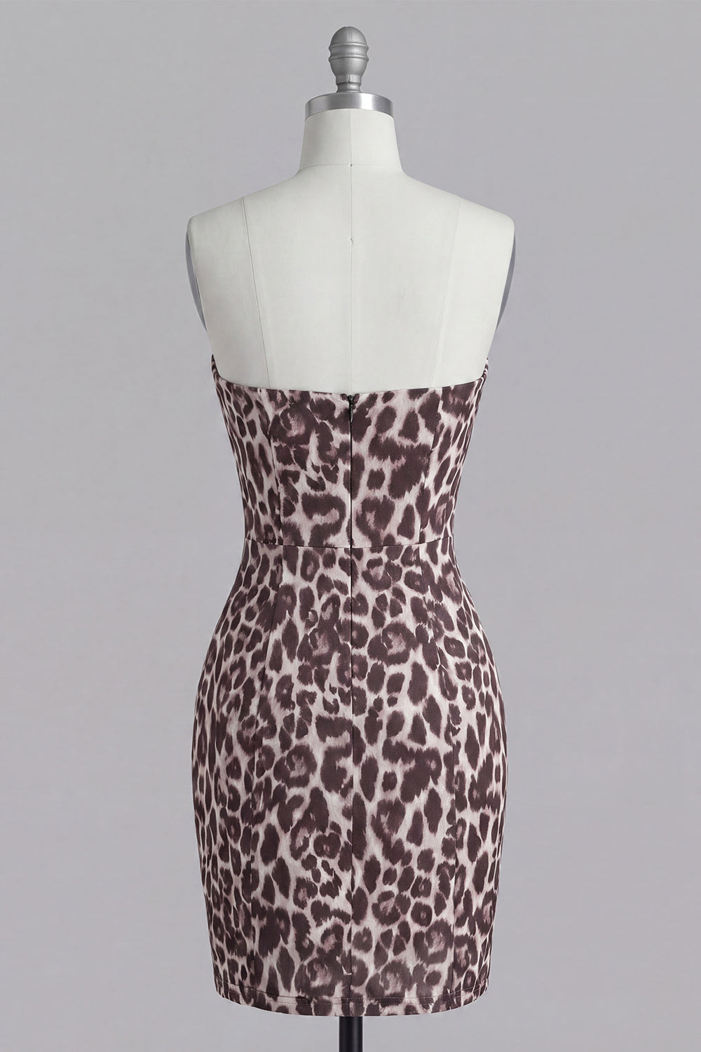 Coffee Leopard Print Tight Ruched Corset Short Homecoming Dress with Beading