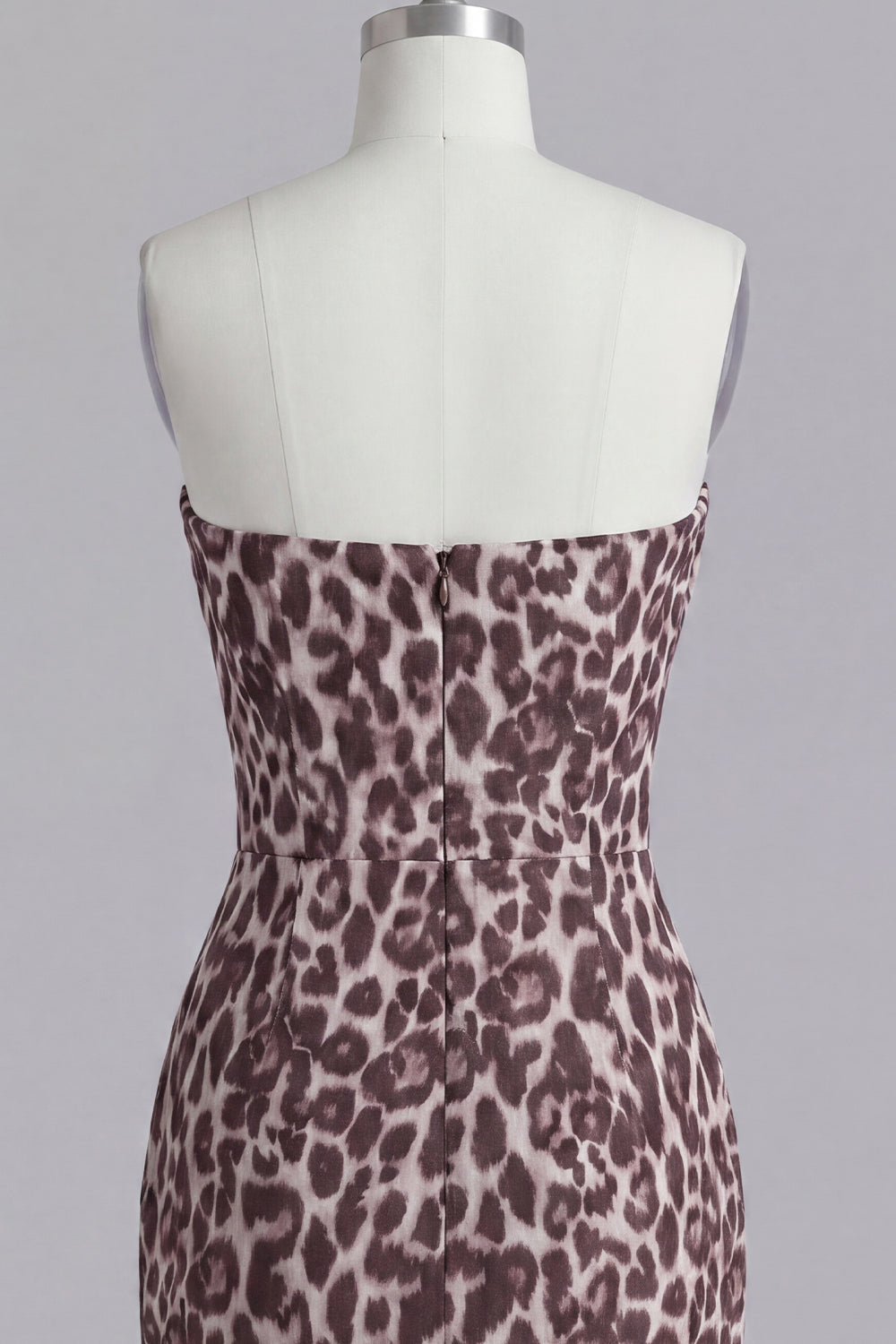 Coffee Strapless Leopard Print Ruched Tight Short Homecoming Dress