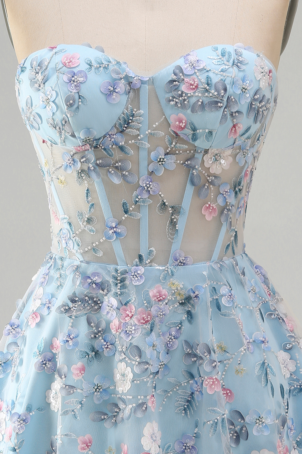 A Line Green Sweetheart Short Corset Homecoming Dress with 3D Flowers