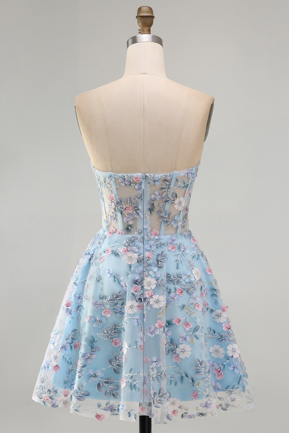 A Line Green Sweetheart Short Corset Homecoming Dress with 3D Flowers