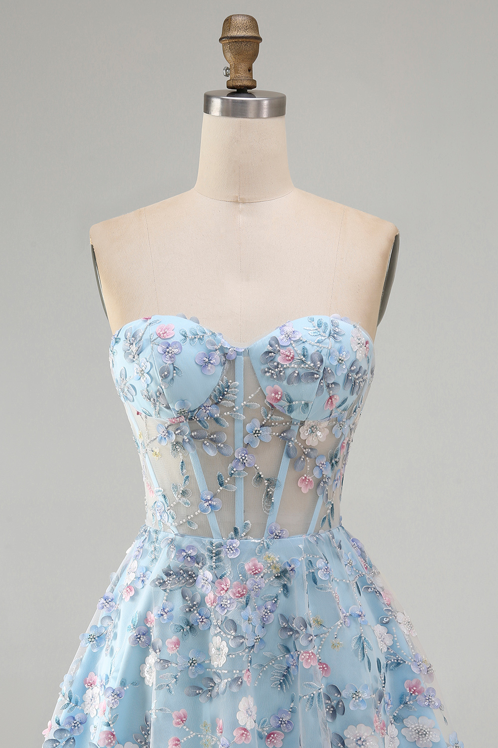A Line Green Sweetheart Short Corset Homecoming Dress with 3D Flowers