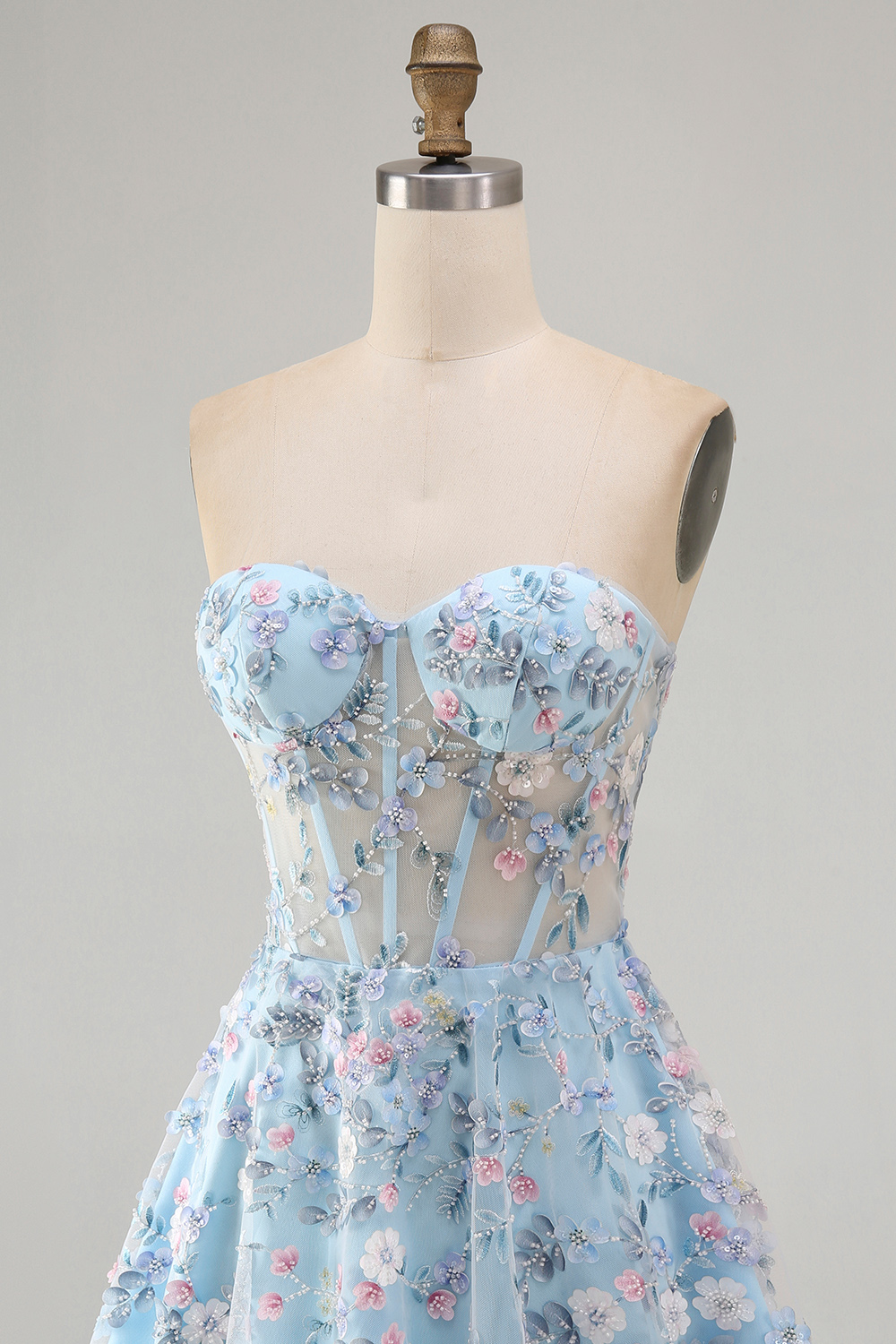 A Line Green Sweetheart Short Corset Homecoming Dress with 3D Flowers