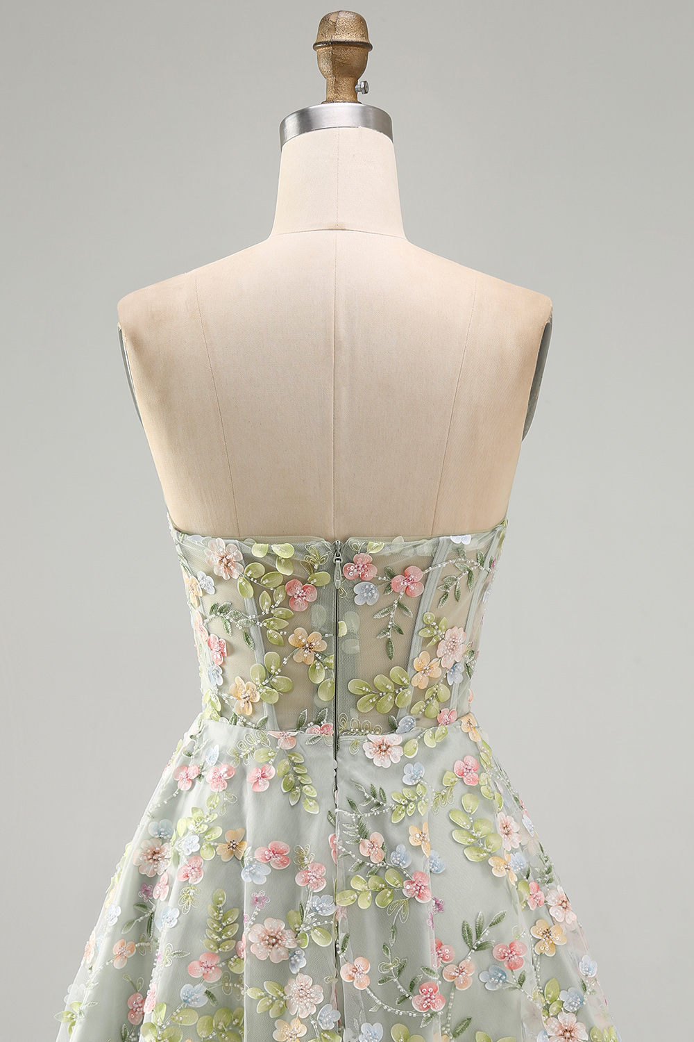 A Line Green Sweetheart Short Corset Homecoming Dress with 3D Flowers
