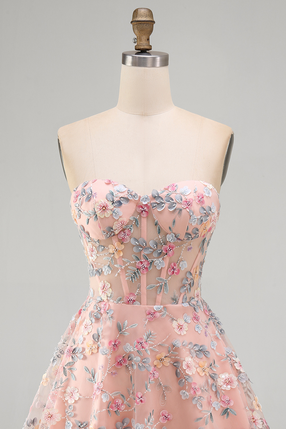A Line Green Sweetheart Short Corset Homecoming Dress with 3D Flowers