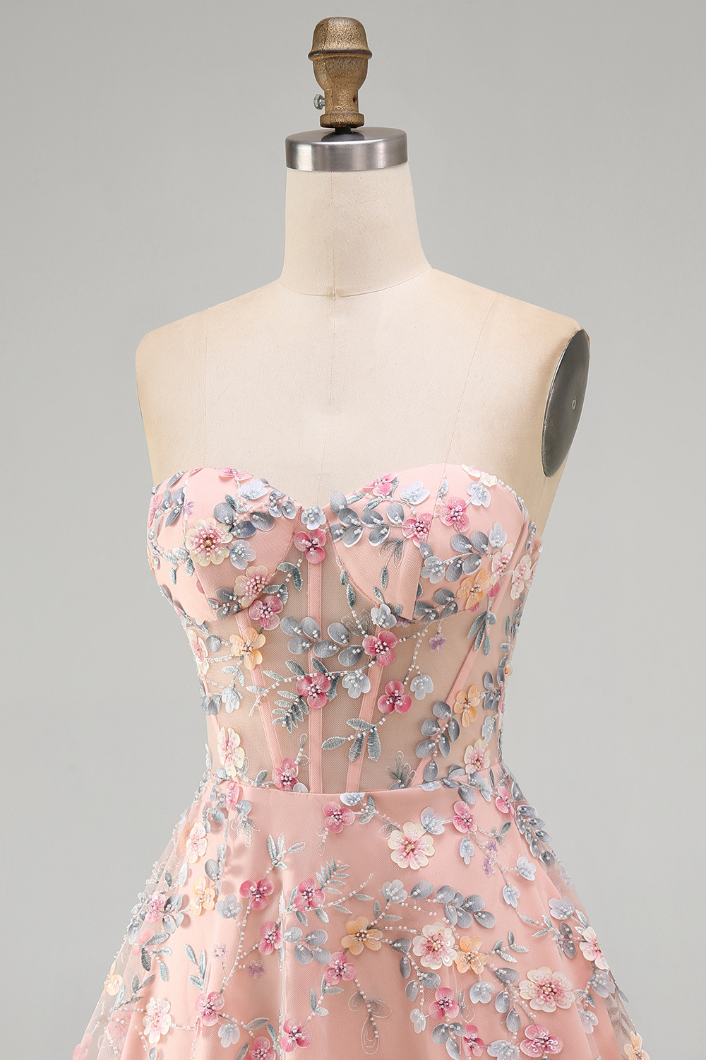 A Line Green Sweetheart Short Corset Homecoming Dress with 3D Flowers