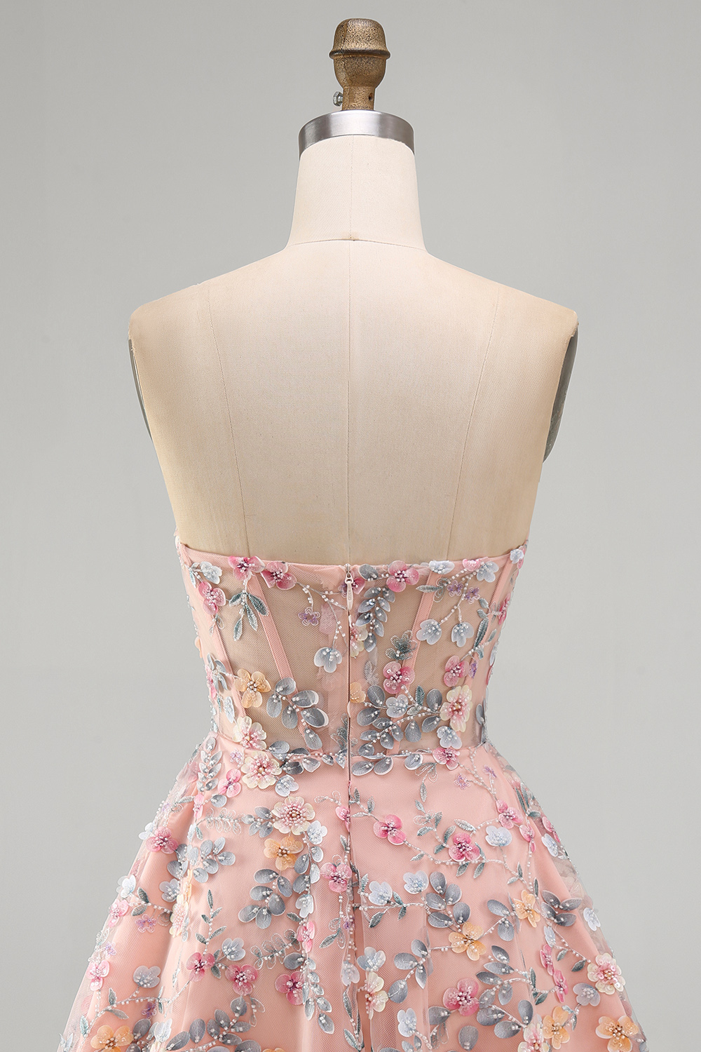A Line Green Sweetheart Short Corset Homecoming Dress with 3D Flowers