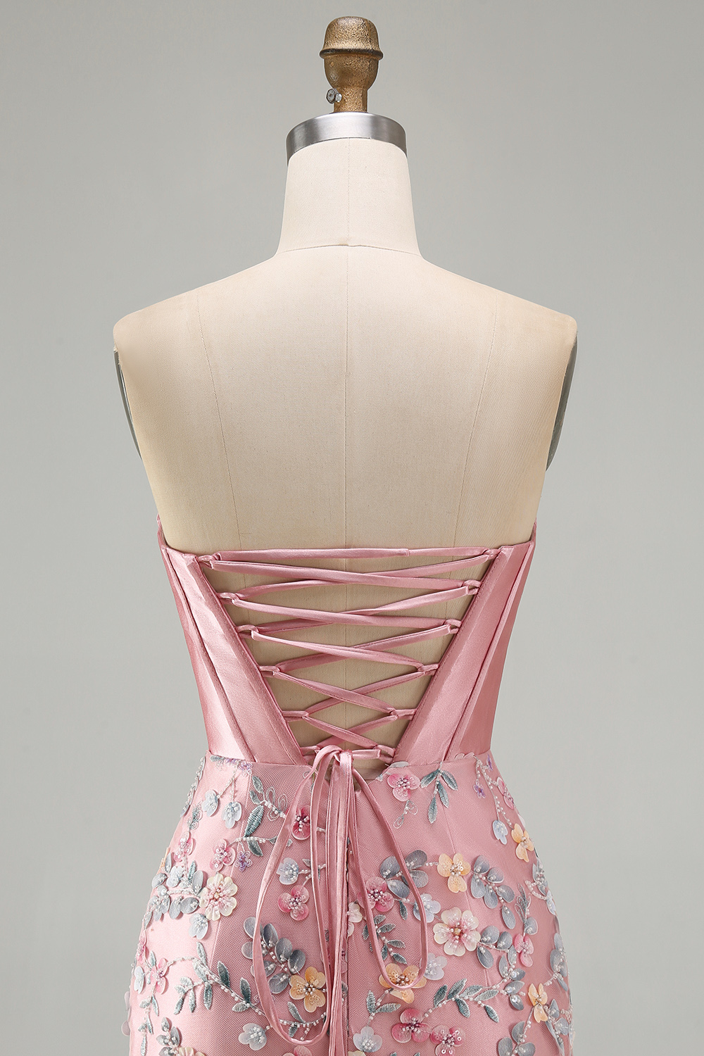 Floral Pink Sweetheart Tight Short Corset Homecoming Dress