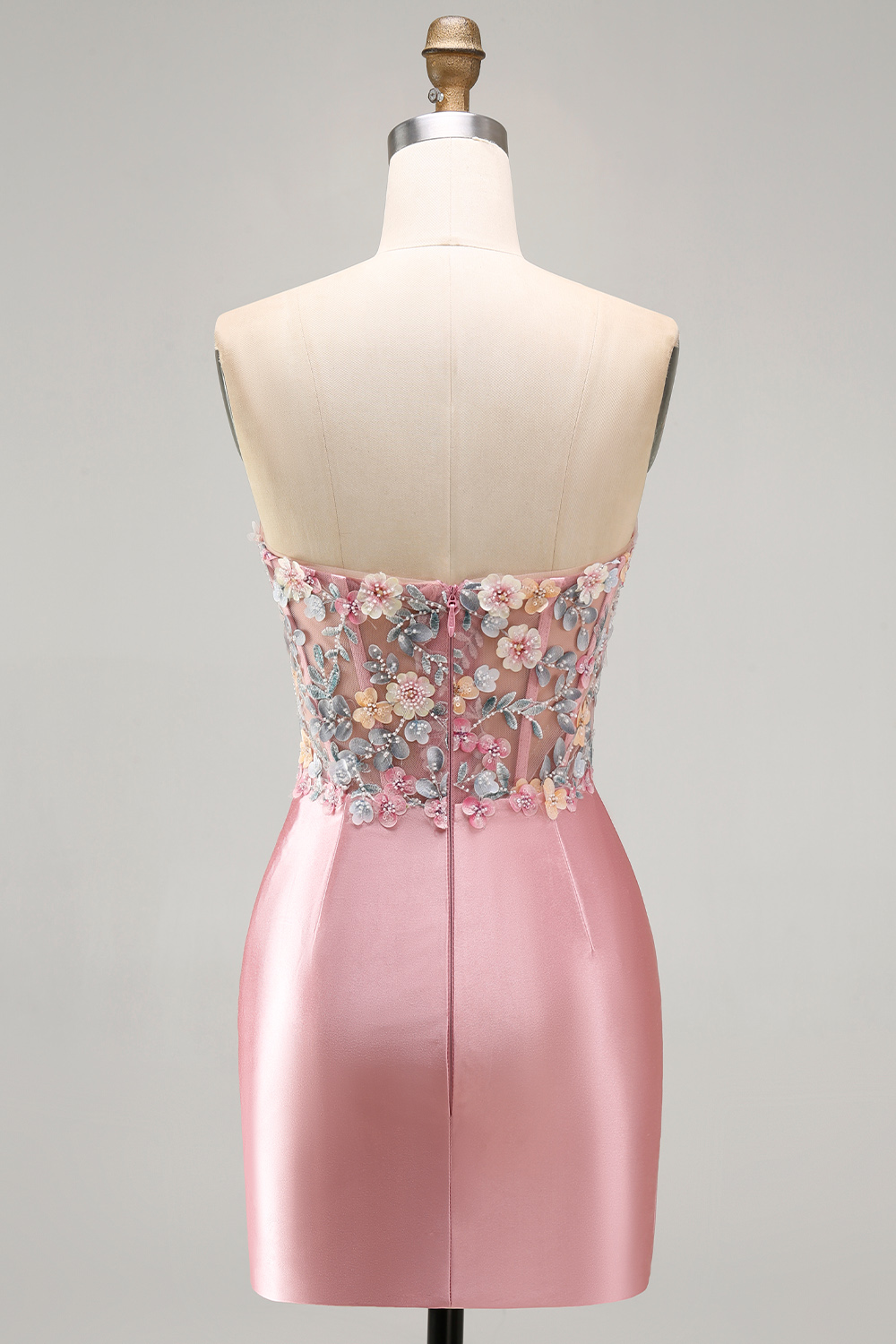 Blue Corset Strapless Tight Short Homecoming Dress with 3D Flowers
