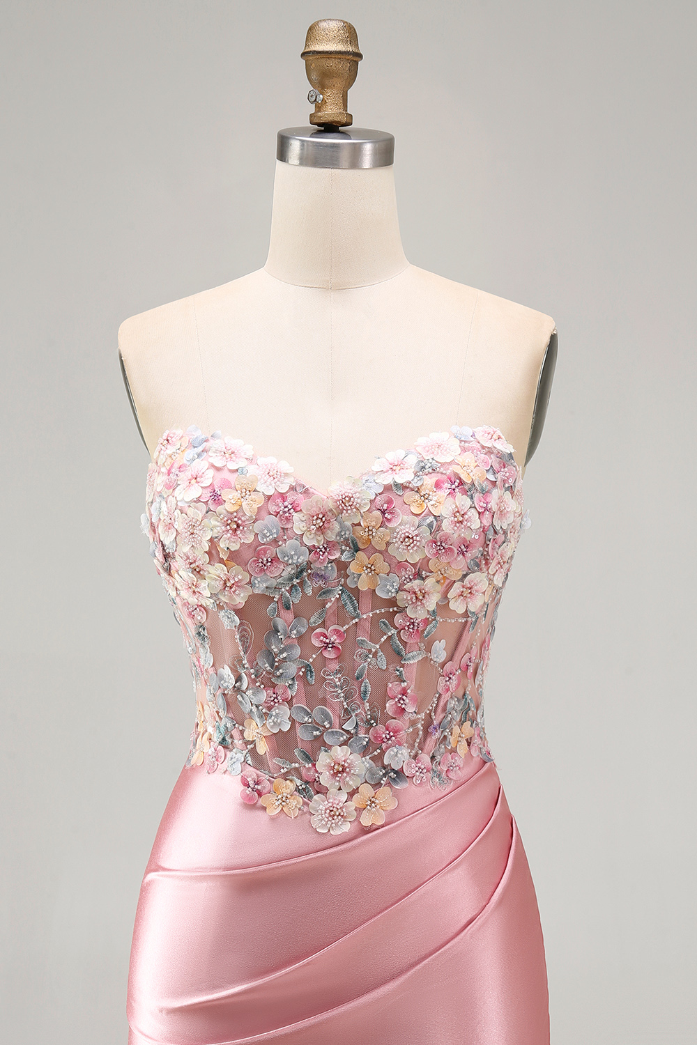 Blue Corset Strapless Tight Short Homecoming Dress with 3D Flowers