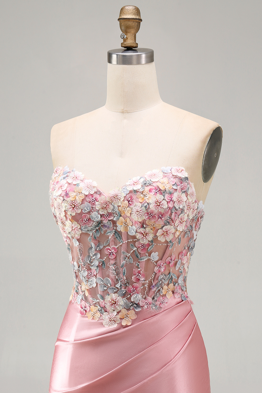 Blue Corset Strapless Tight Short Homecoming Dress with 3D Flowers