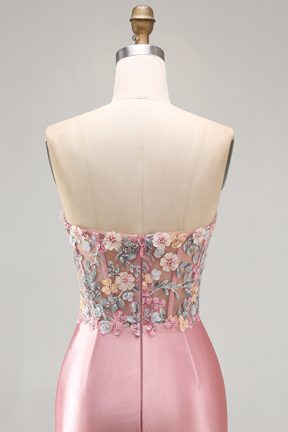 Blue Corset Strapless Tight Short Homecoming Dress with 3D Flowers