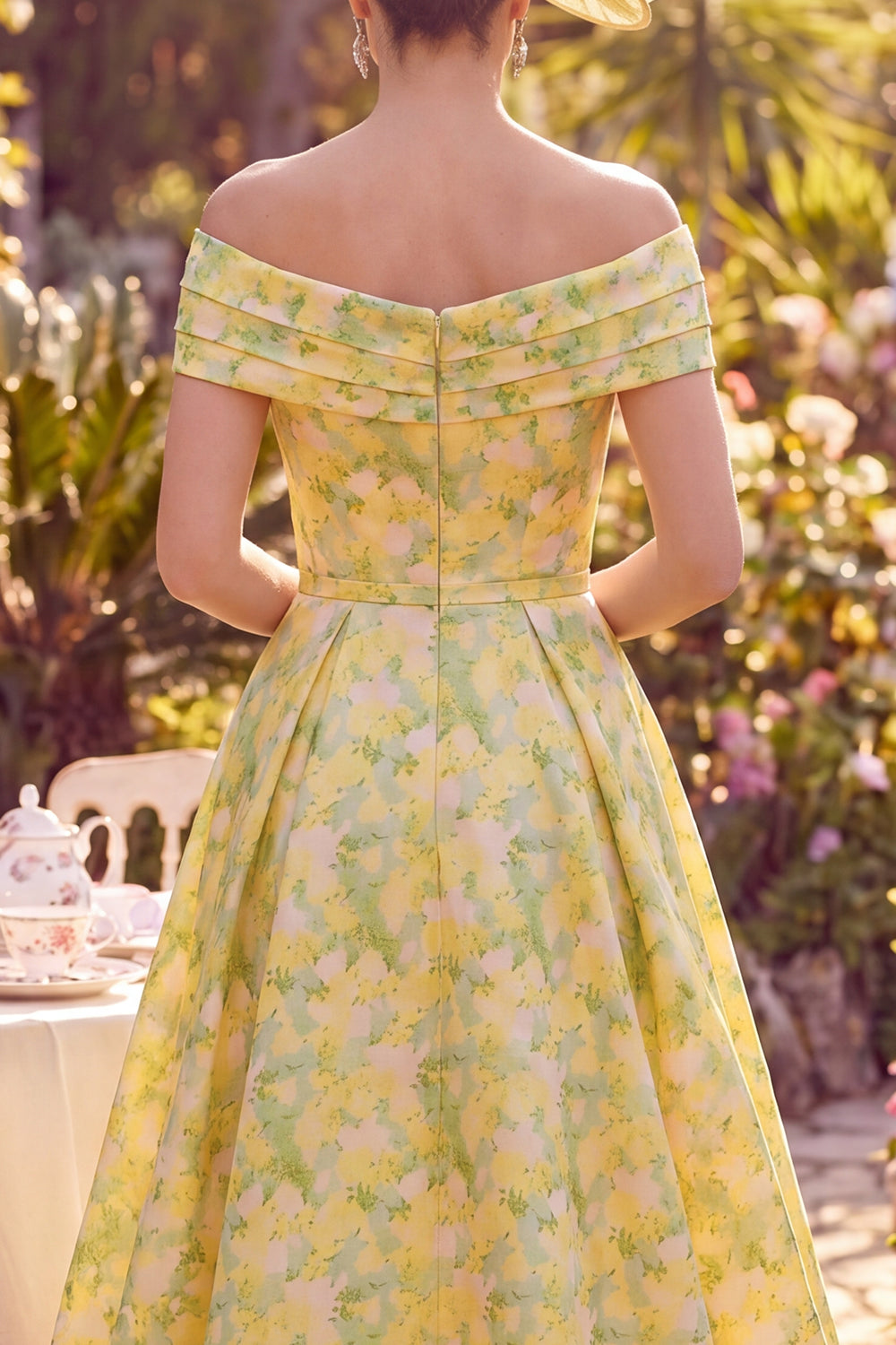 Yellow Floral Off the Shoulder A Line Maxi Butter Mother of the Bride Dress