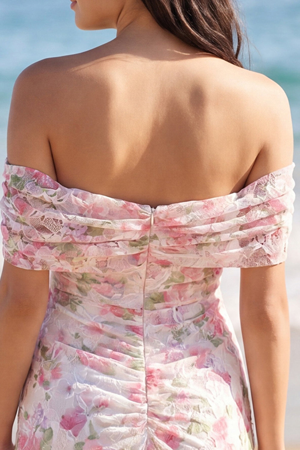 Lace Light Pink Off the Shoulder Short Floral Bridal Shower Dress