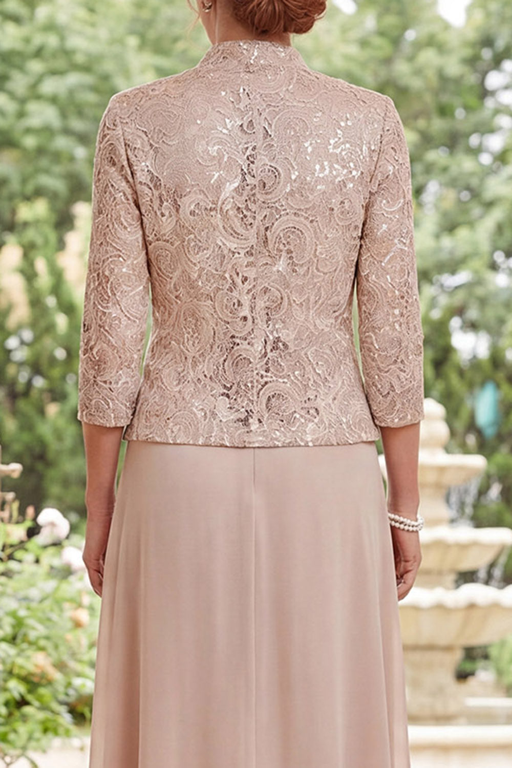 Champagne A Line Long Mother of the Bride Dress with Jacket