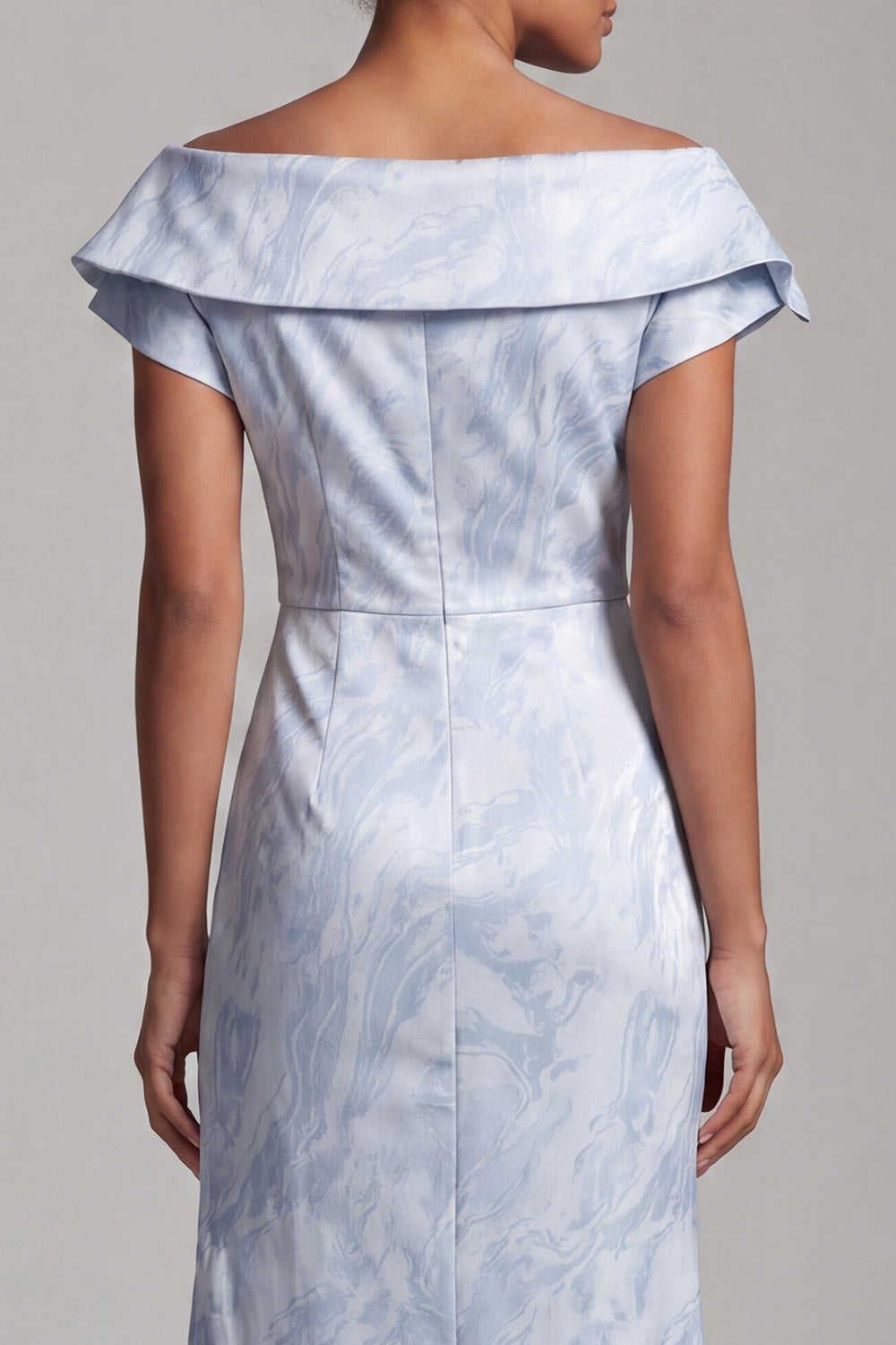 Sky Blue Floral Mermaid Long Mother of the Bride Dress with Slit