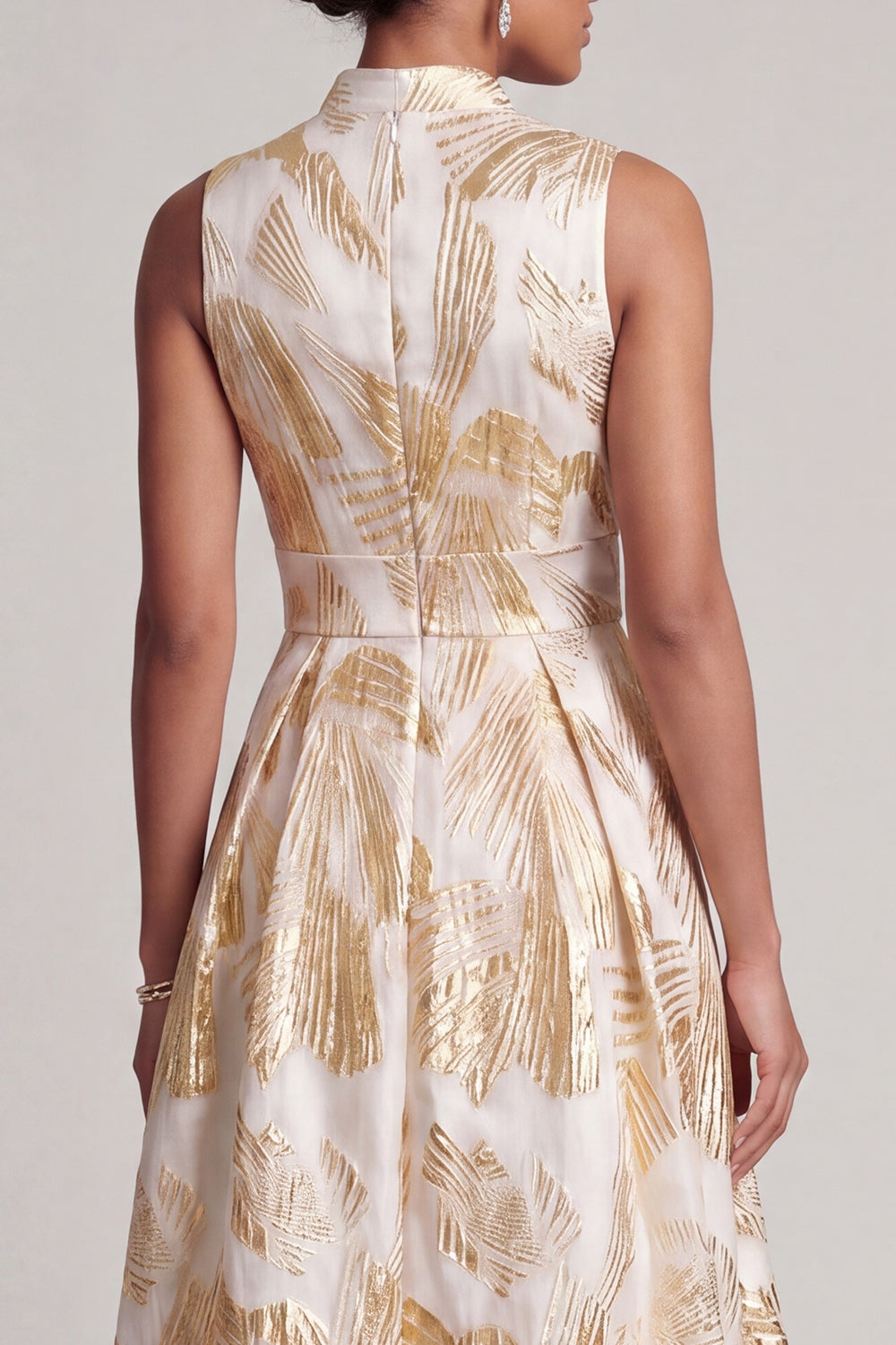 Sparkly Champagne A Line V-Neck Long Floral Mother of the Bride Dress