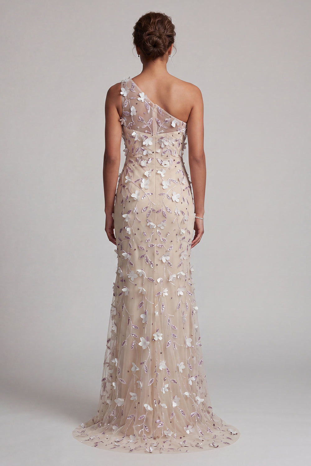 Sparkly Floral Apricot Beaded Mermaid Long Mother of the Bride Dress