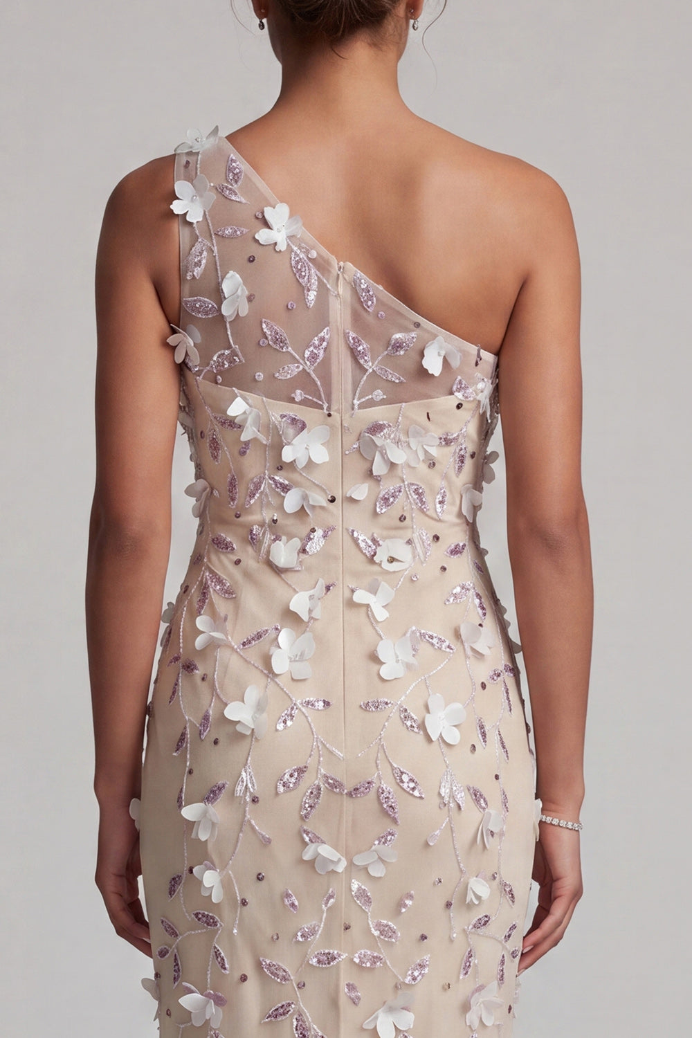 Sparkly Floral Apricot Beaded Mermaid Long Mother of the Bride Dress