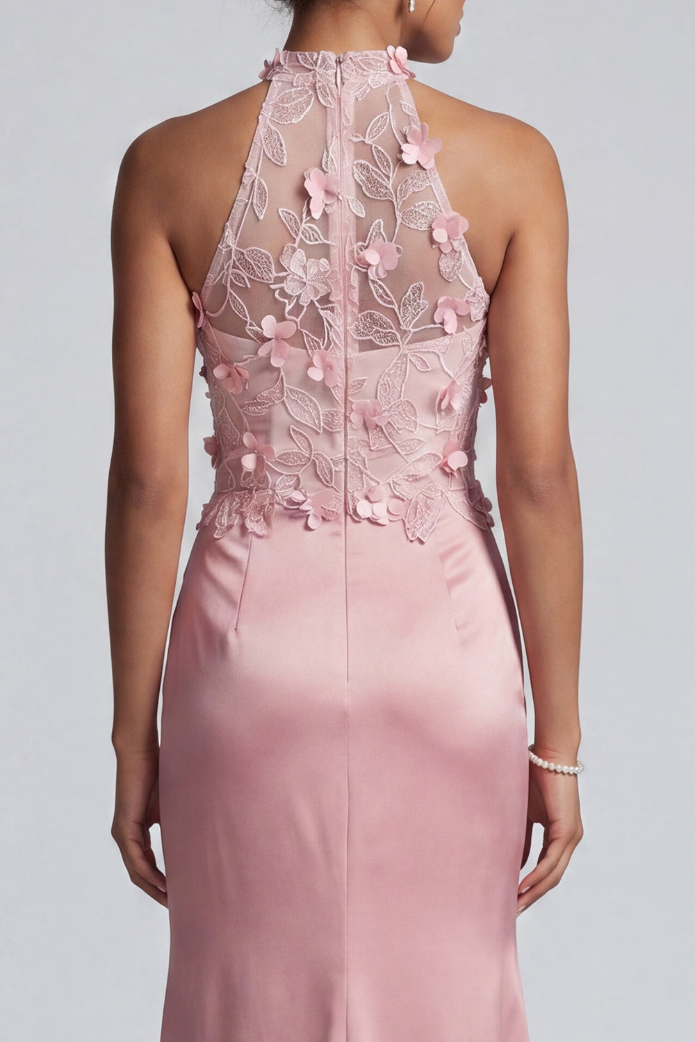 Pink Mermaid Beaded Long Floral Mother of the Bride Dress