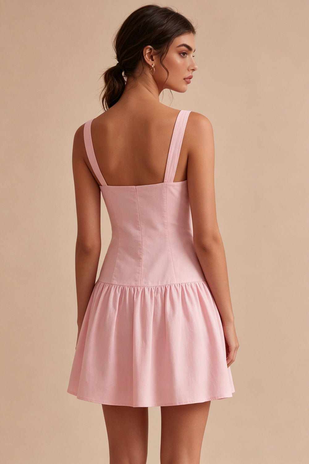 Pink Thick Straps A Line Short Graduation Dress