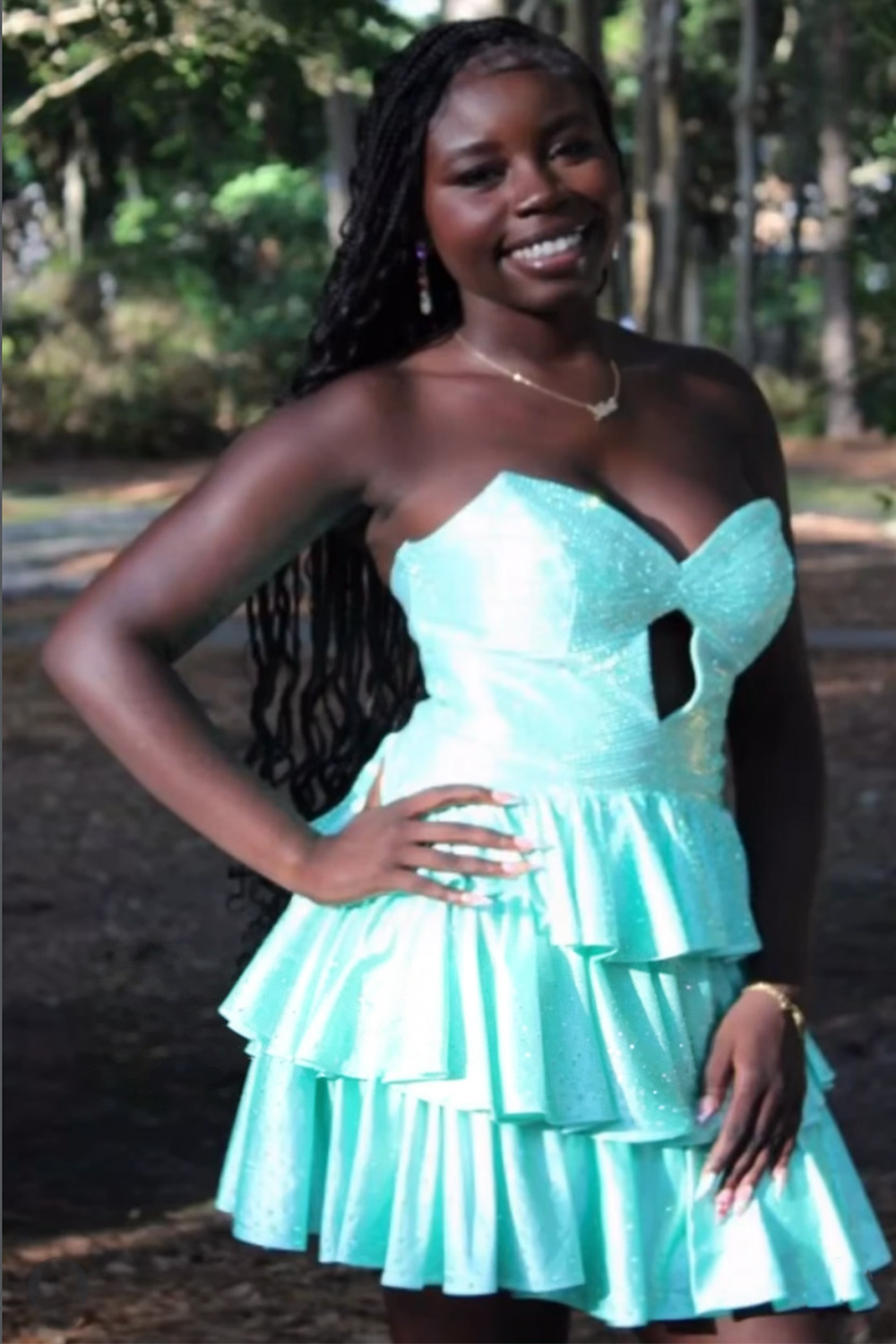 Sparkly Orange A Line Beaded Strapless Short Homecoming Dress with Keyhole