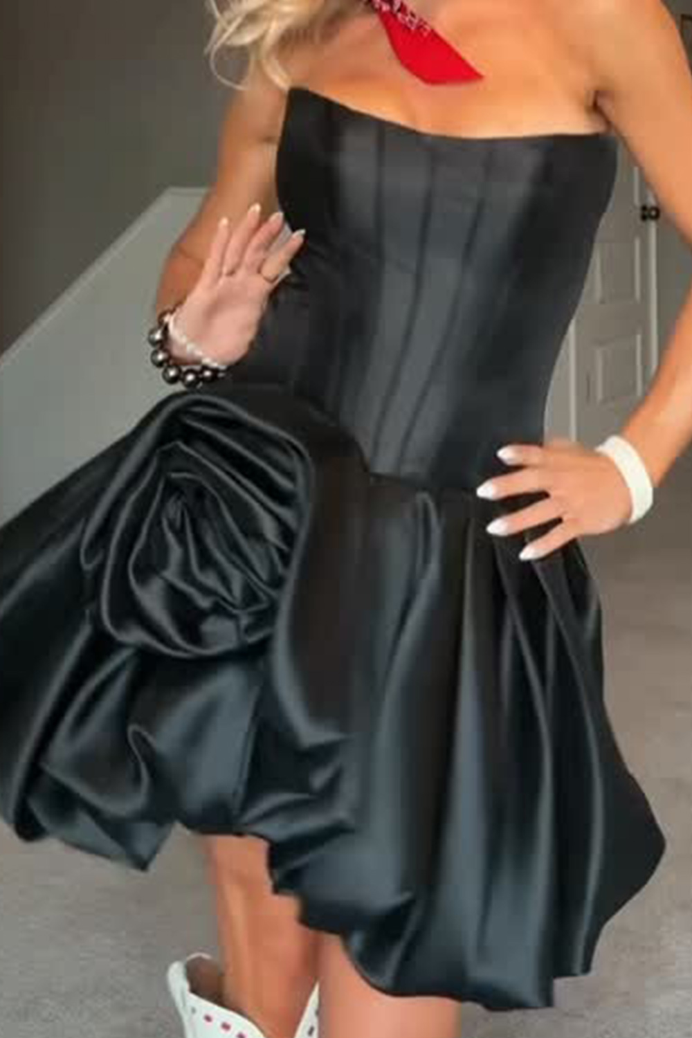 Blue Corset A Line Short Strapless Homecoming Dress with 3D Flower