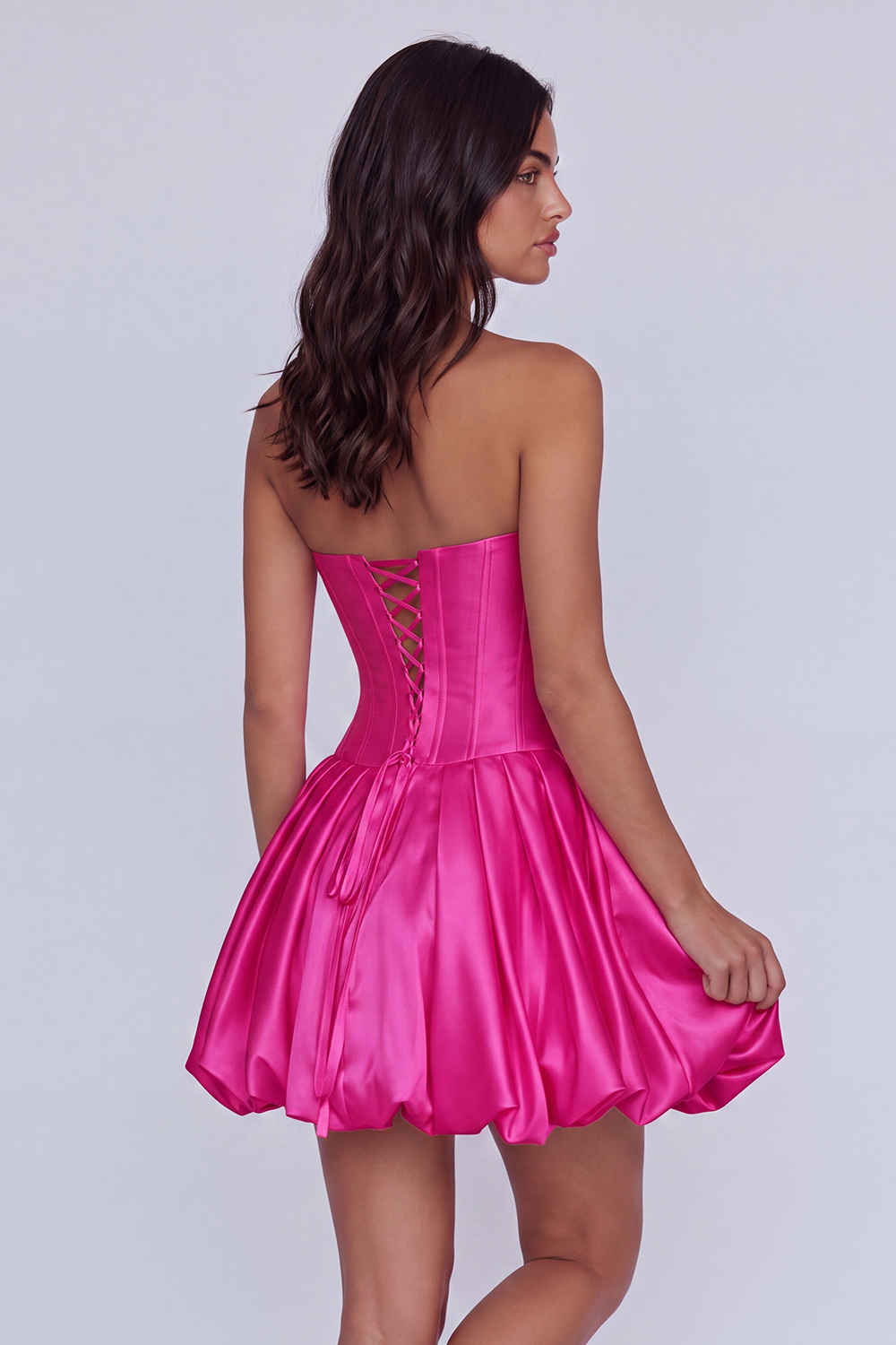 Blue Corset A Line Short Strapless Homecoming Dress with 3D Flower