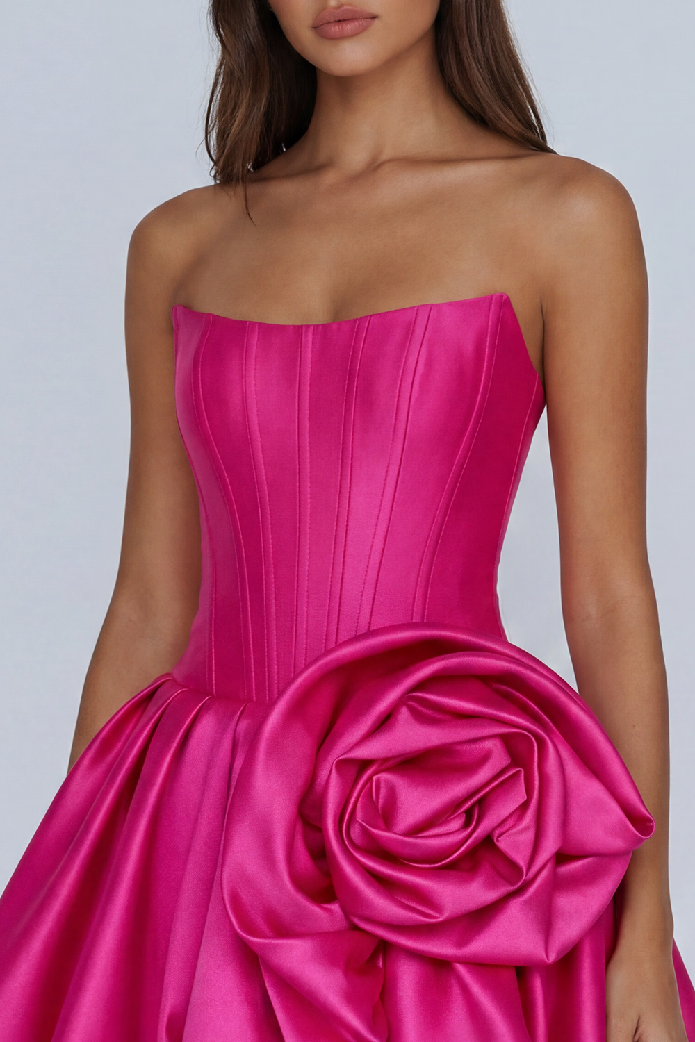 Blue Corset A Line Short Strapless Homecoming Dress with 3D Flower