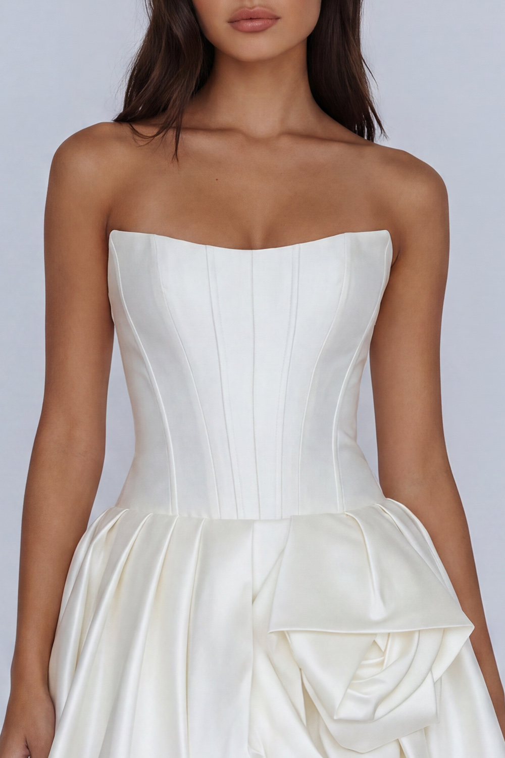 Blue Corset A Line Short Strapless Homecoming Dress with 3D Flower
