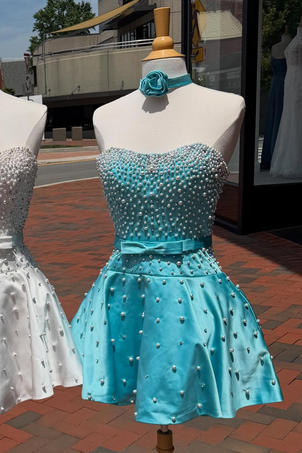 Fuchsia A Line Strapless Short Homecoming Dress with Pearls