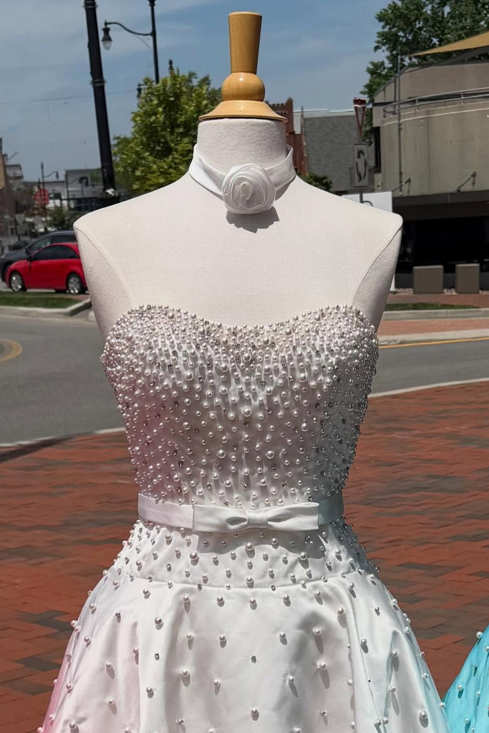 Fuchsia A Line Strapless Short Homecoming Dress with Pearls
