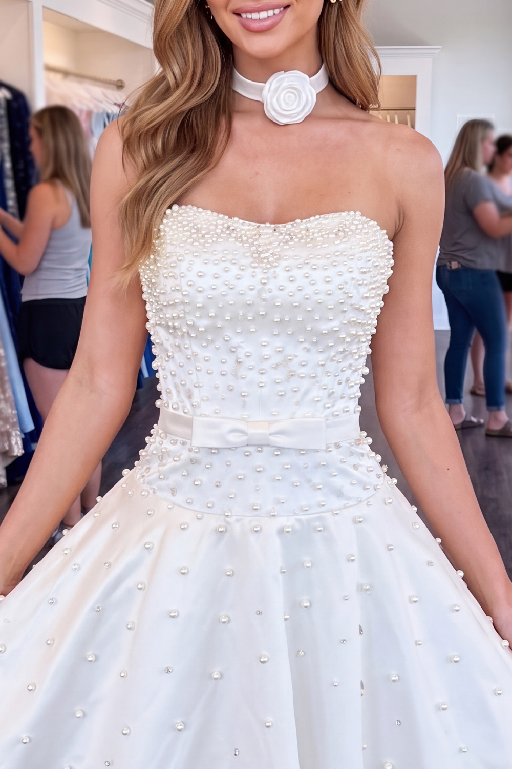 Fuchsia A Line Strapless Short Homecoming Dress with Pearls