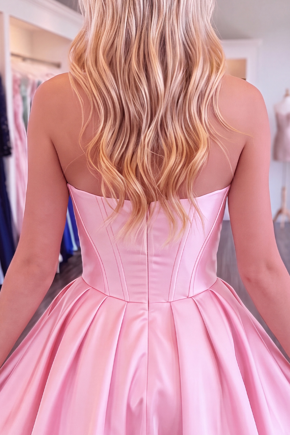 Fuchsia Corset Short Strapless Homecoming Dress with 3D Flower