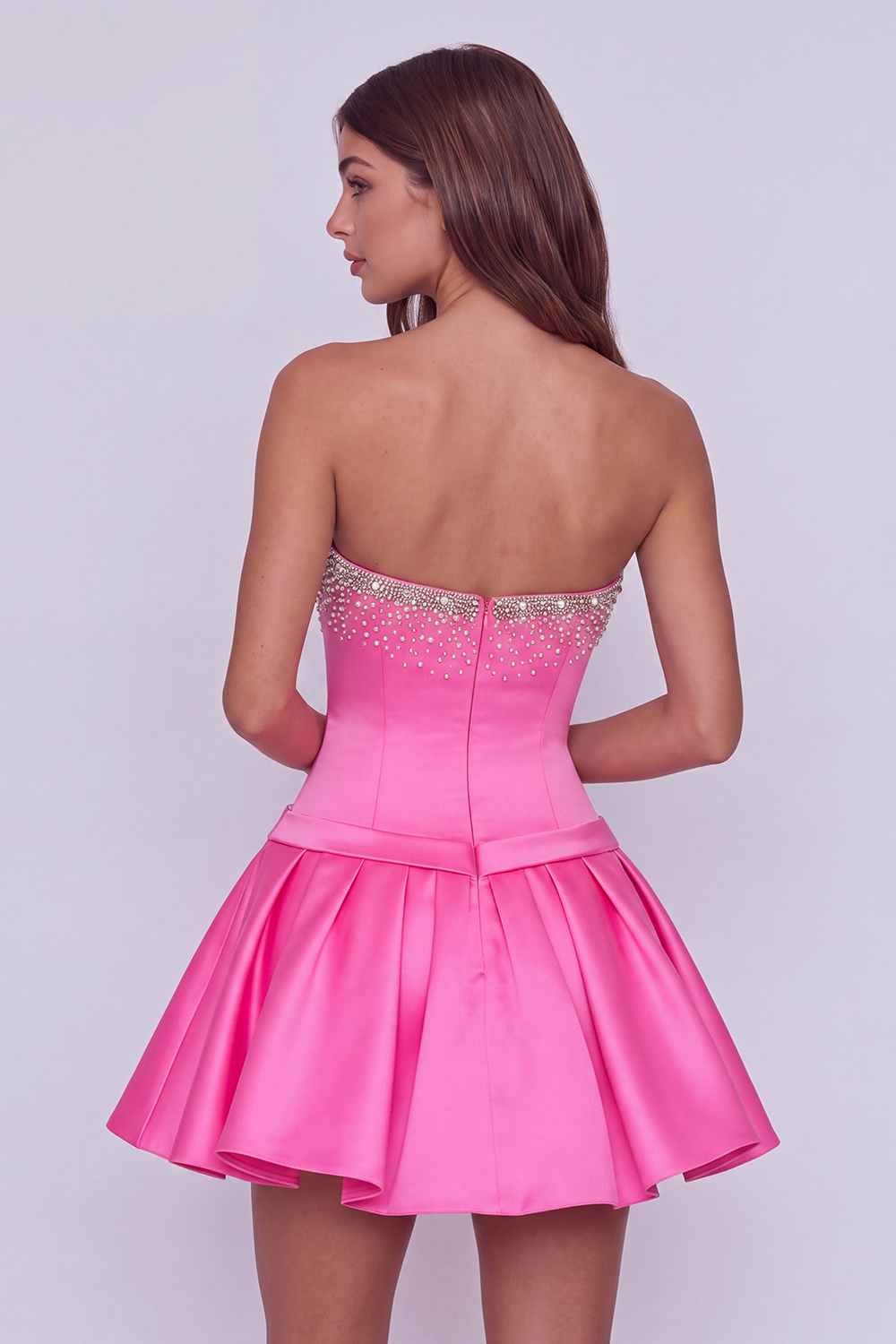 Sparkly Hot Pink Beaded Sweetheart Short Homecoming Dress with Bows