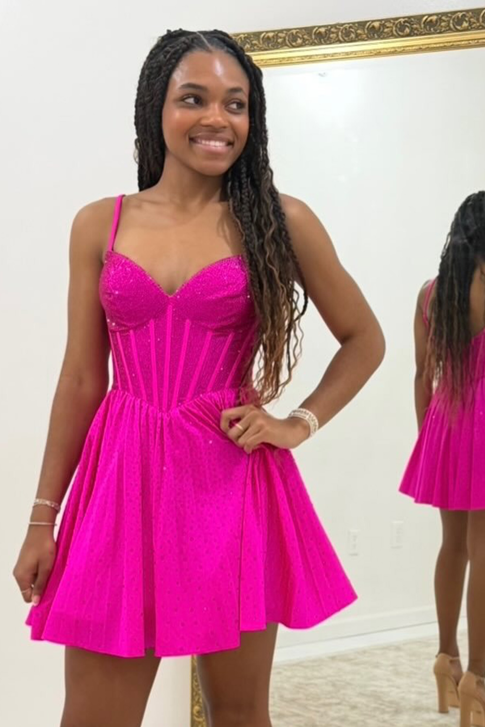 Sparkly Royal Blue Corset Beaded A-Line Short Homecoming Dress